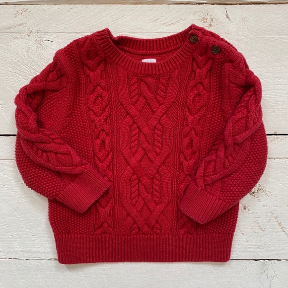 Baby Gap Red Cable  Knit Sweater - Picture 1 of 5